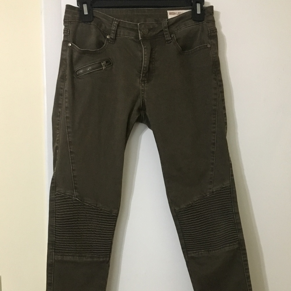 Army Green Moto Skinny Jeans